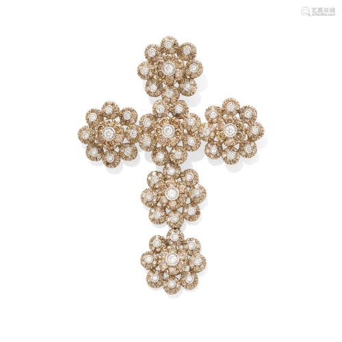 a gold and diamond cross pendant/ brooch, Giovanne