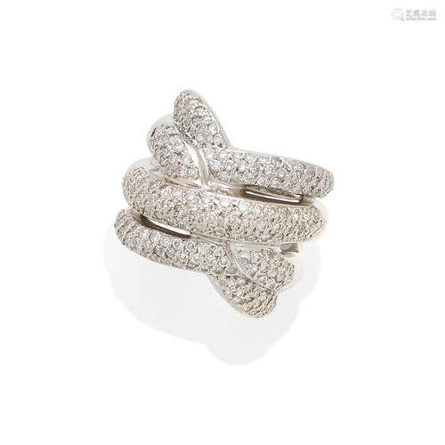 A white gold and diamond braid ring