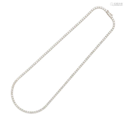 a white gold and diamond riviere necklace