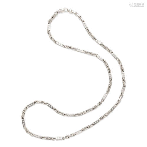 A diamond and white gold necklace