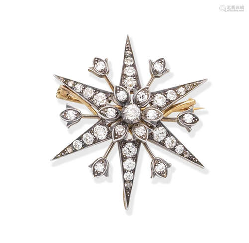 A diamond star brooch/pendant, circa 1890