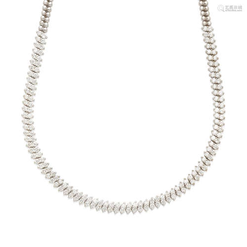 A diamond and white gold necklace