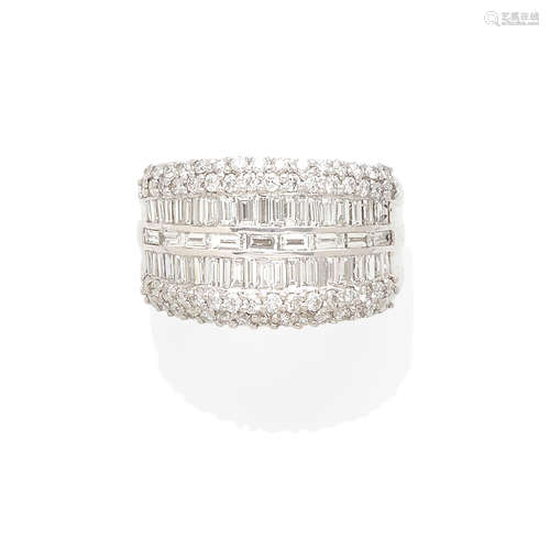 A white gold and diamond band