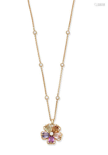 A gem-set 'Sapphire Flower' pendant necklace, by Bulgari