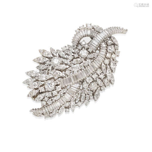 A Platinum and diamond clip brooch