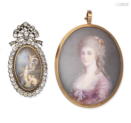 Two 19th century portrait miniatures, French School  (2)