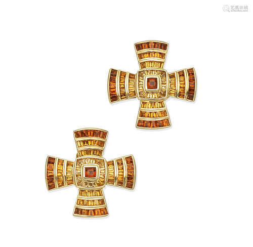 A pair of citrine earrings, by Theo Fennell