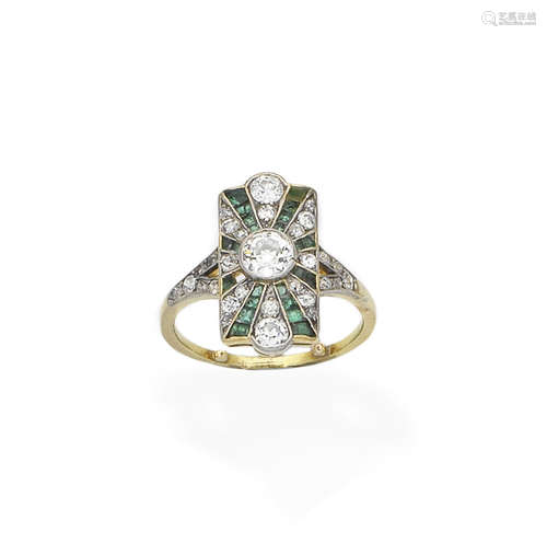 An Art Deco emerald and diamond ring, circa 1925