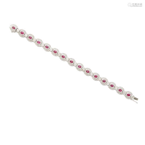 A ruby and diamond bracelet