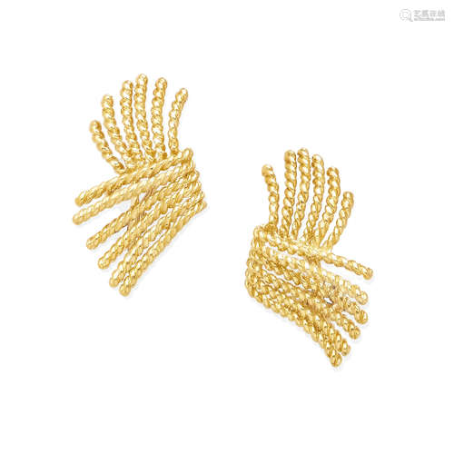 A Pair of 18 Karat Gold Earclips, Schlumberger for Tiffany & Co.