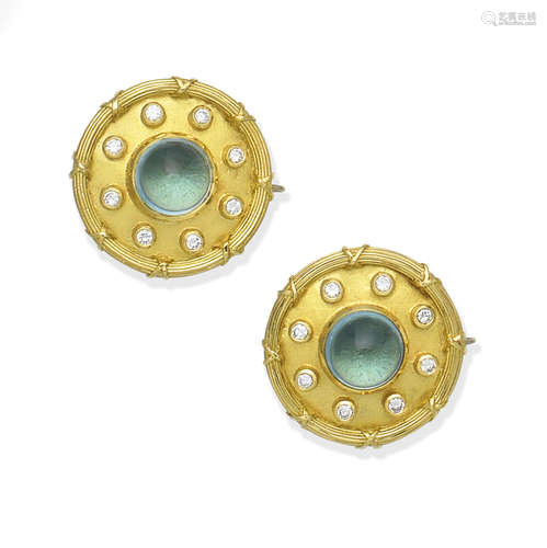 A pair of topaz and diamond earrings, by Theo Fennell, circa 1998