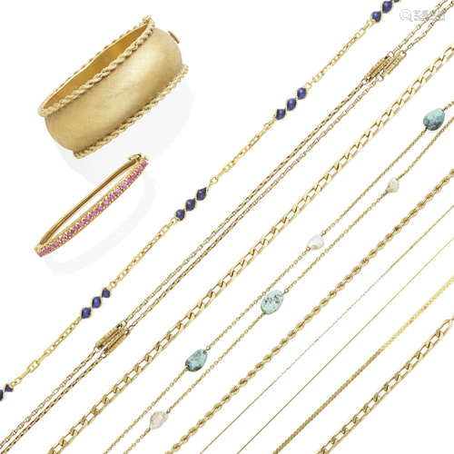 A Collection of Gold Jewelry