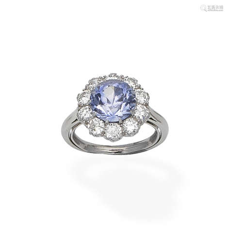 A sapphire and diamond cluster ring