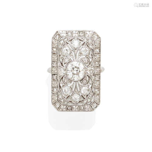 An Art Deco Platinum and Diamond Ring