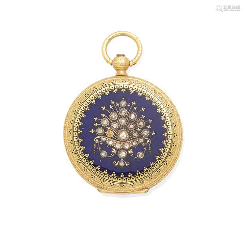 A Gold, Enamel and Diamond Pocket Watch, Late 19th Century