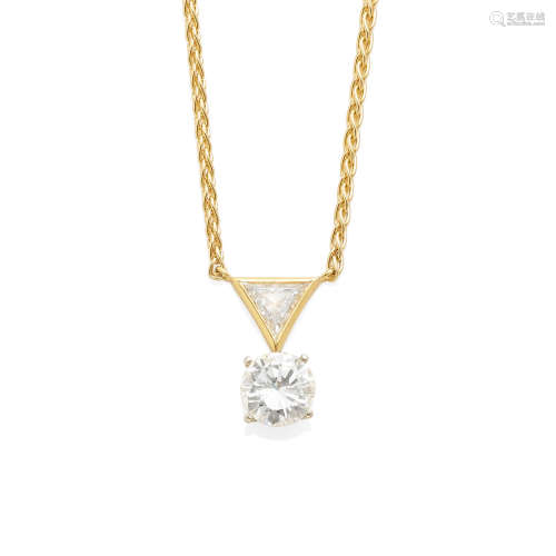 A Gold and Diamond Pendant Necklace