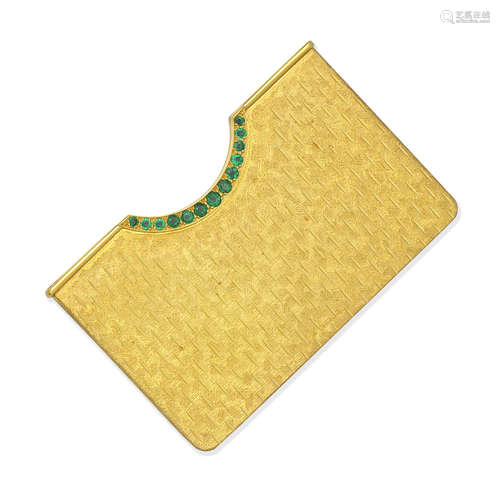 An emerald and gold card holder, by Dunhill, 1987