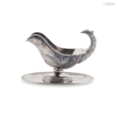 An Italian sterling silver figural sauce boat  by Pamploni Eremindo di Pamploni Franco, Florence, 20th century