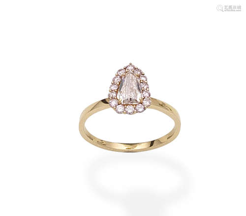 A fancy-coloured diamond ring