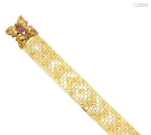 A gem-set fancy-link bracelet, circa 1950