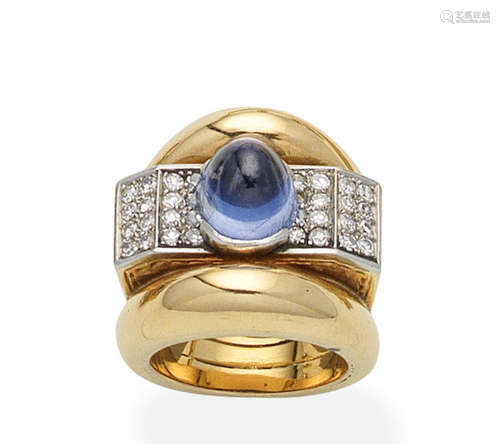 A sapphire and diamond dress ring