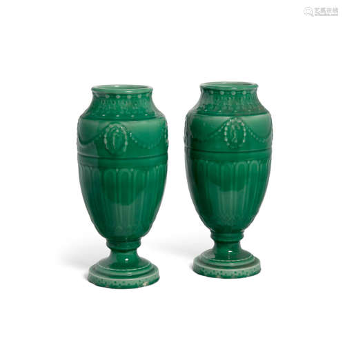 A Pair of Rookwood Pottery Glazed Earthenware Vases  Circa 1930Wtamped with the firm's marks, numbered '2515.'height 16in (40.6cm); diameter 7in (17.7cm)