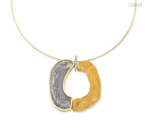 An opal and diamond necklace, by Grima, 1972