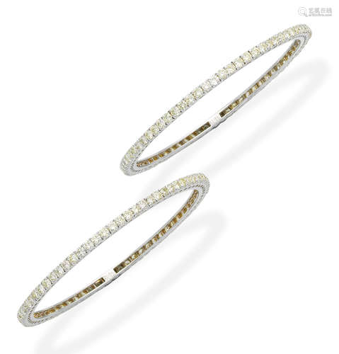 A pair of diamond bangles  (2)