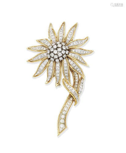 A diamond flower brooch