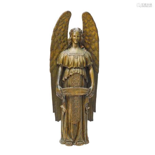 An American Carved Giltwood Angel  Circa 1910height 72in (183cm); width 27 1/3in (70cm)