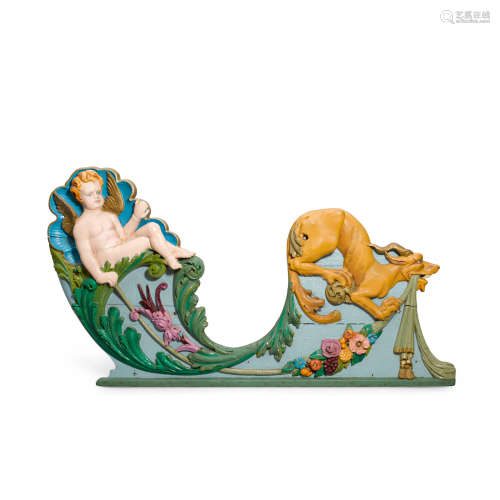 A Polychromed Carved Wood Carousel Chariot Side  Attributed to Philadelphia Toboggan Co., first quarter 20th century