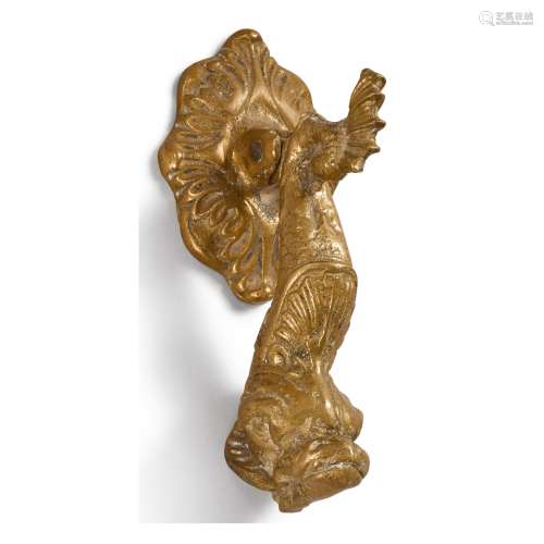 A GILT BRONZE DOLPHIN DOOR KNOCKER