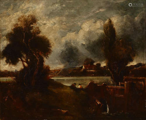 Manner of John Constable A Lock on the River Stour 25 1/4 x 30in (64.8 x 76.3cm)