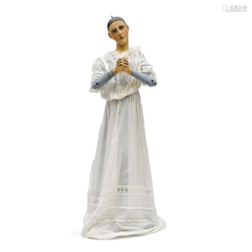 A Polychromed Carved Wood Figure of La Virgen Maria Probably Central American, late 19th century