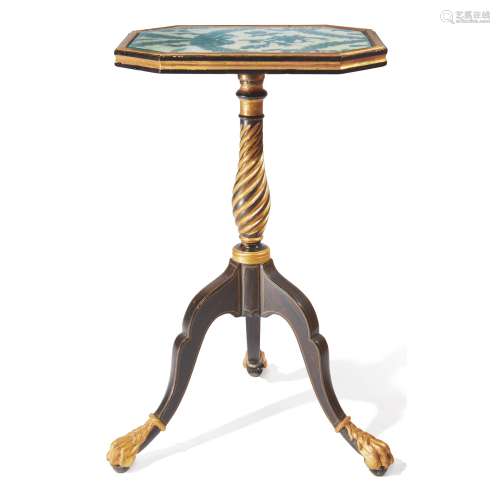 A REGENCY SIMULATED ROSEWOOD AND PARCEL GILT TRIPOD TABLE, 19TH CENTURY