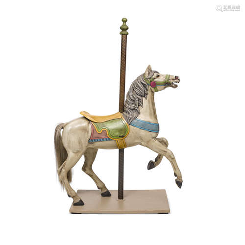 A Gustav Dentzel Polychrome Painted and Carved Wood Carousel Horse  Designed by David Muller, late 19th/early 20th century