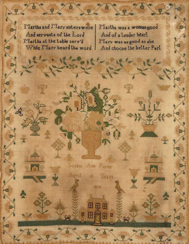 An English Silk and Needlework Sampler  Sophia Parne, 1808