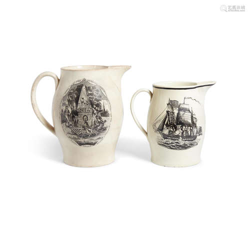 Two Liverpool transfer Decorated Pottery Jugs  Late 18th/early 19th century