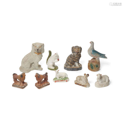 A Group of Nine Chalkwear Figures of Animals and Birds  Early 19th century