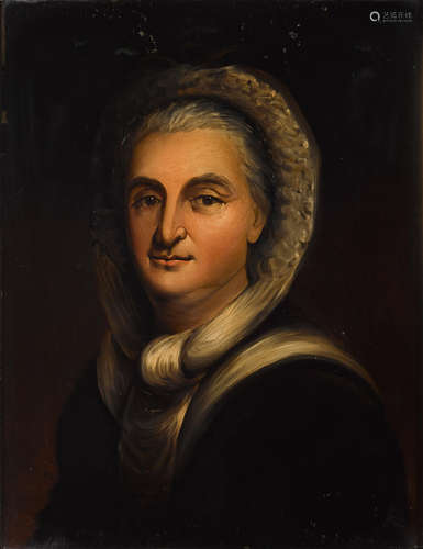 A pair of eglomise paintings of George and Martha Washington