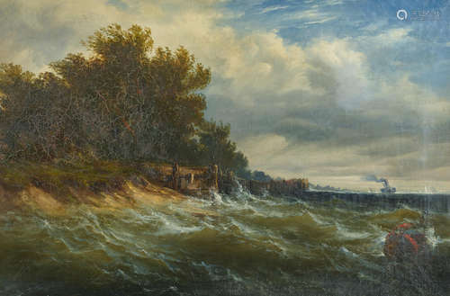 Edward Moran(American, 1829-1901) On the Jersey Shore 20in x 30in (50.8cm x 76.2cm)