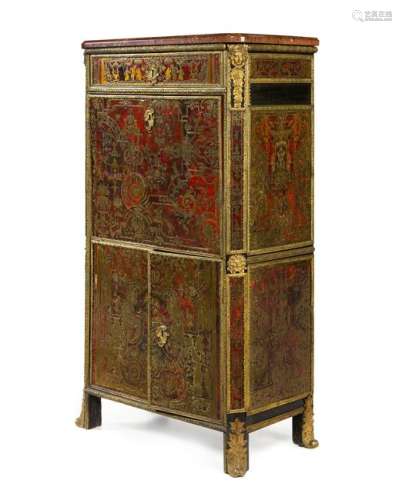 A Louis XIV Style Boulle Marquetry Marble-Top