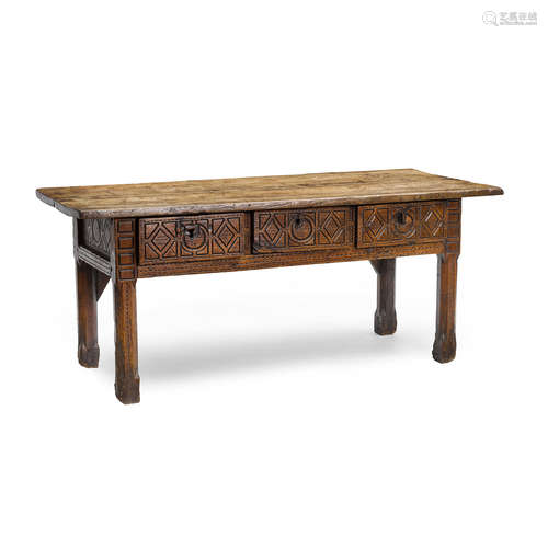 A Baroque Style Oak Refectory Table  18th century and later