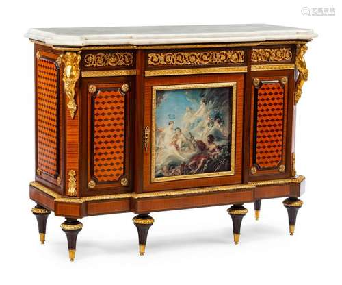 A Louis XVI Style Gilt Bronze Mounted Painted Cabinet