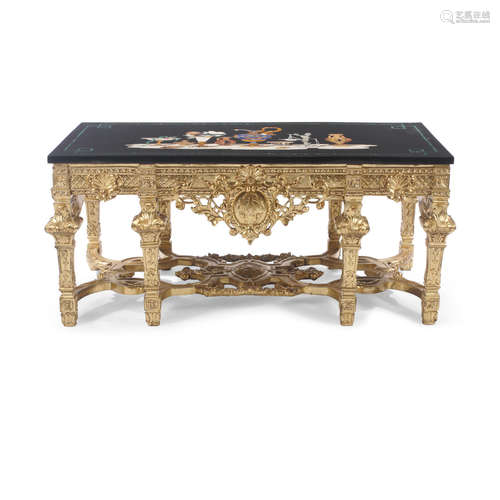 A Regence Style Inlaid Marble Top Giltwood Center Table