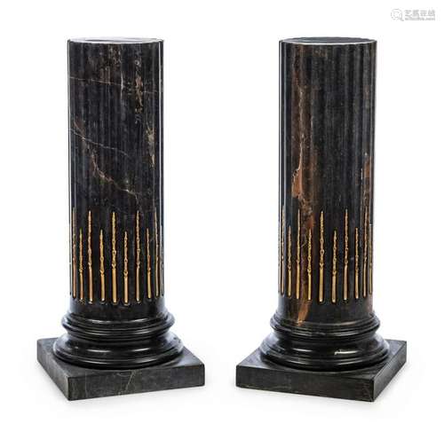 A Pair of Louis XVI Style Gilt Metal Mounted Marble