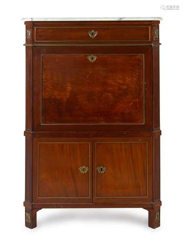 A Directoire Style Mahogany and Marble-Top Secretaire a