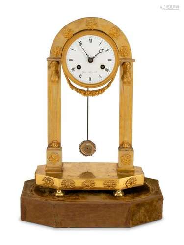 An Empire Gilt Bronze Mantel Clock