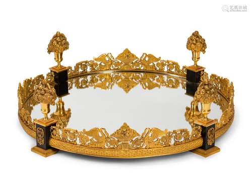 An Empire Style Gilt Bronze Mounted Mirrored Plateau