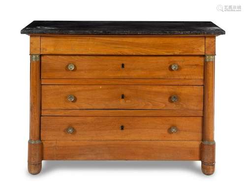 An Empire Style Mahogany Marble-Top Commode